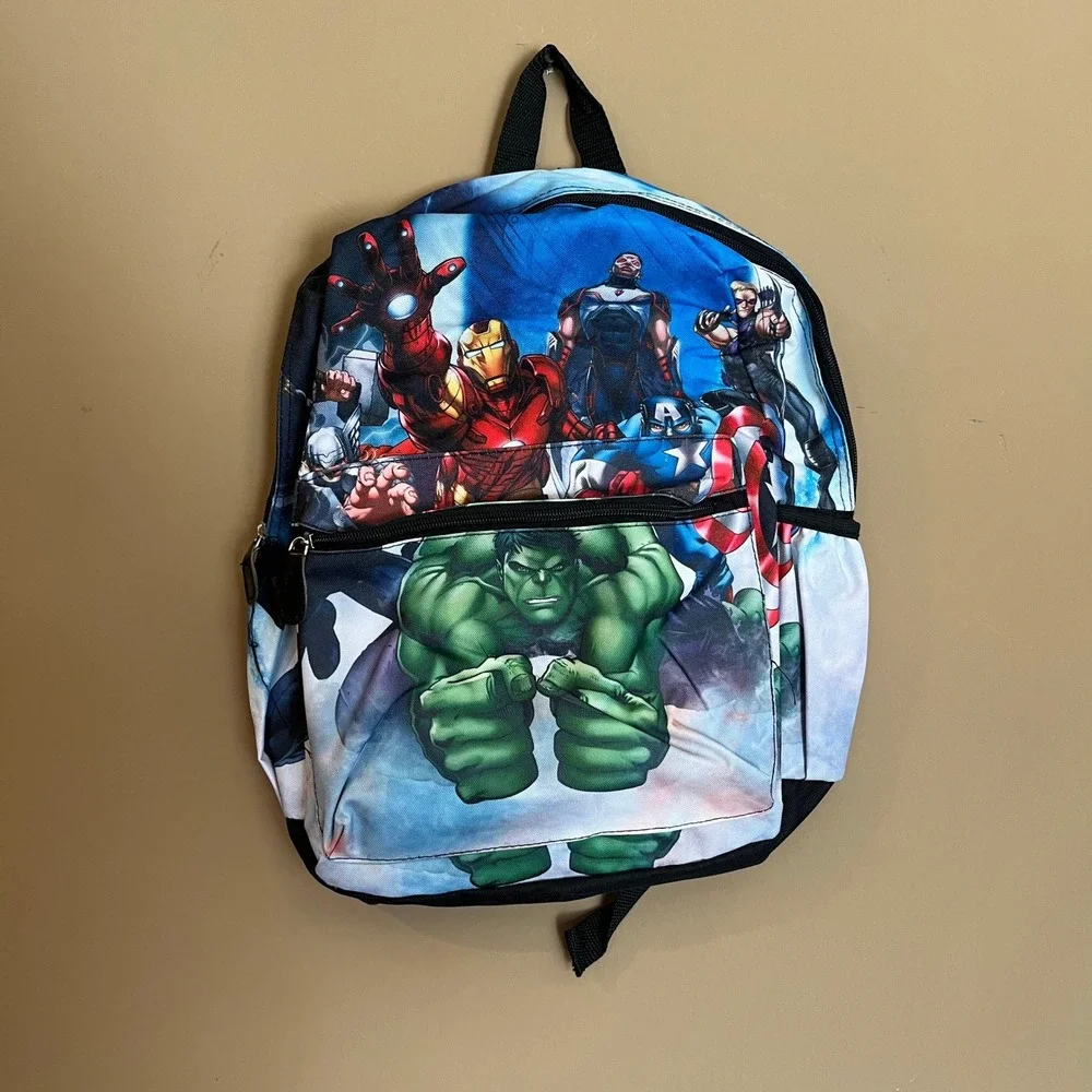 Marvel Avengers Kids Backpack Blue Multicolor Iron Man Hulk Captain America Thor